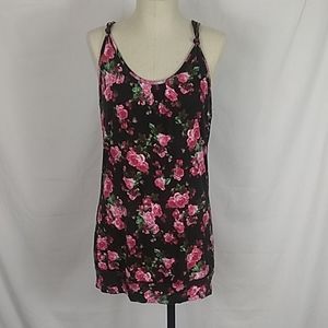 Touch Blue spaghetti strap tank with lace back.